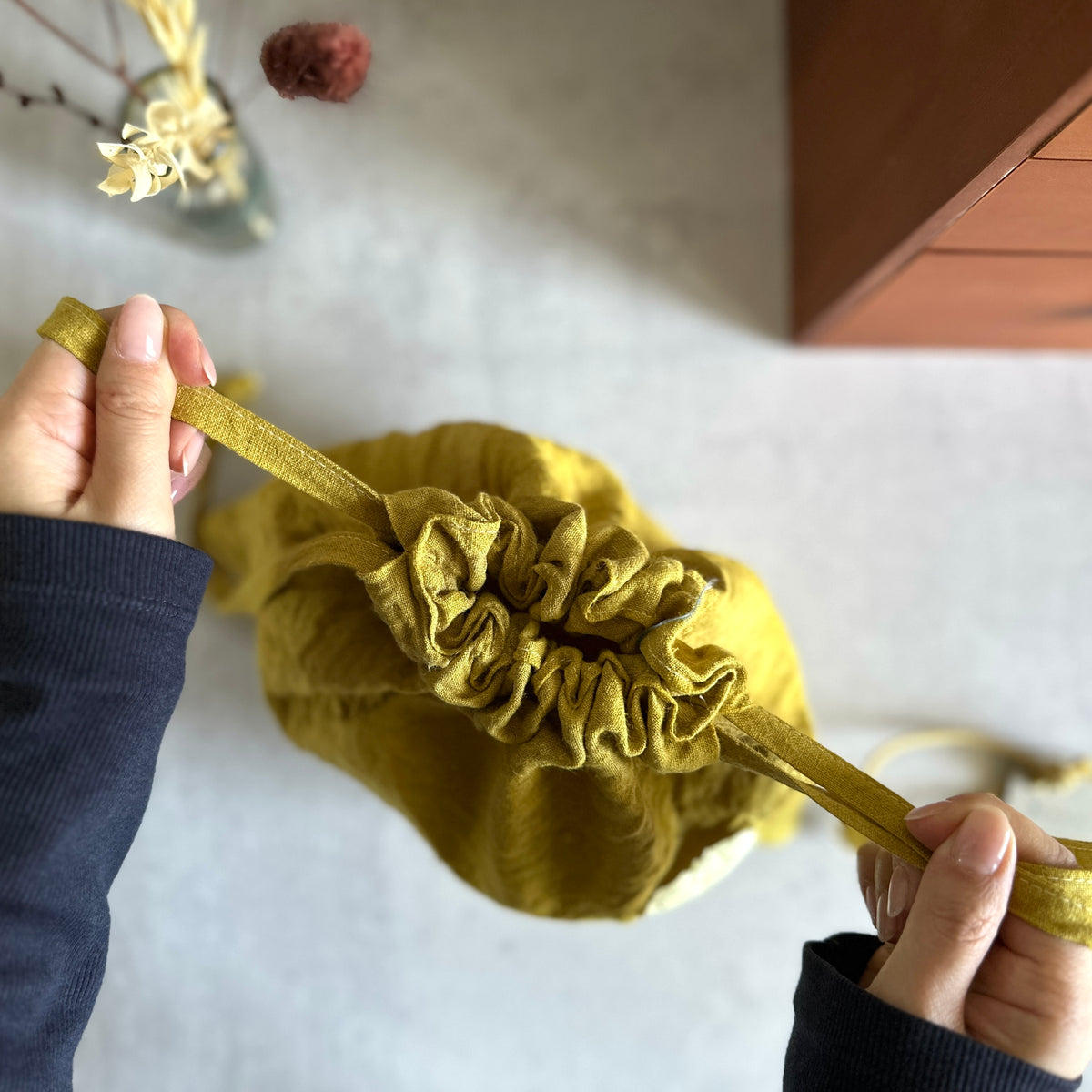 [haru nomura] "Kinchaku" Drawstring Pouch (Large)