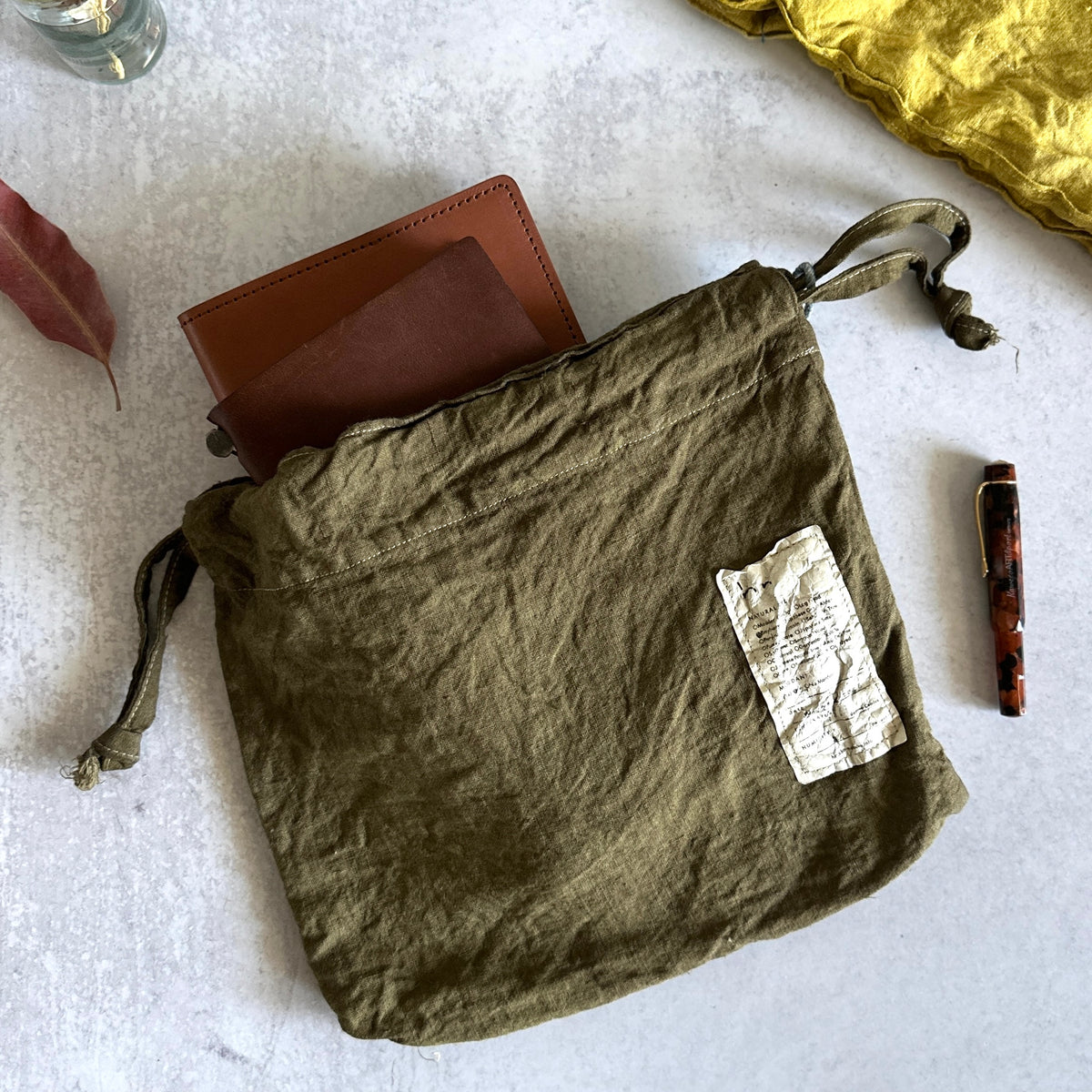 [haru nomura] "Kinchaku" Drawstring Pouch (Large)