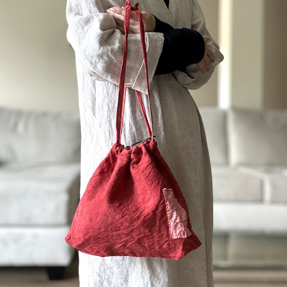 [haru nomura] "Kinchaku" Drawstring Pouch (Large)