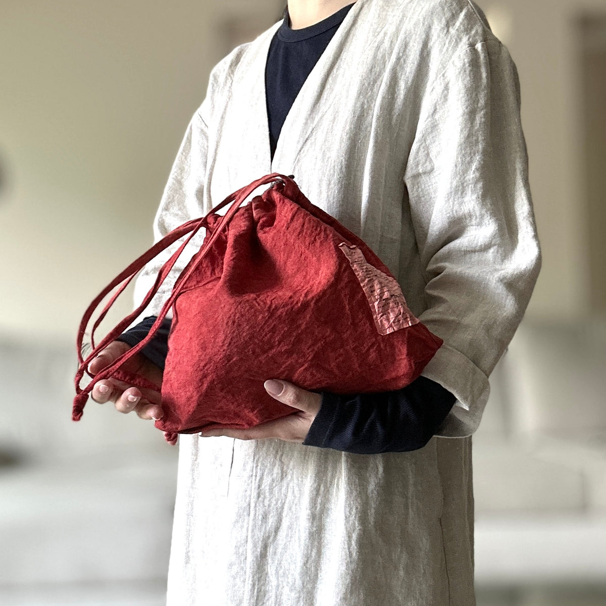 [haru nomura] "Kinchaku" Drawstring Pouch (Large)