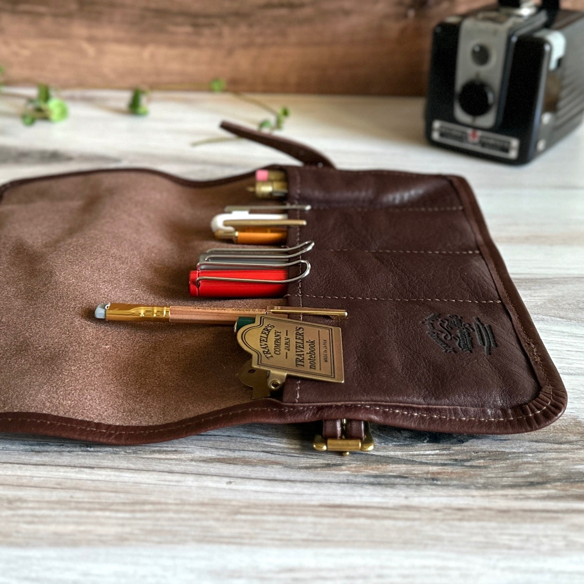 Leather pencil roll up, Pencil case, Pencil pouch