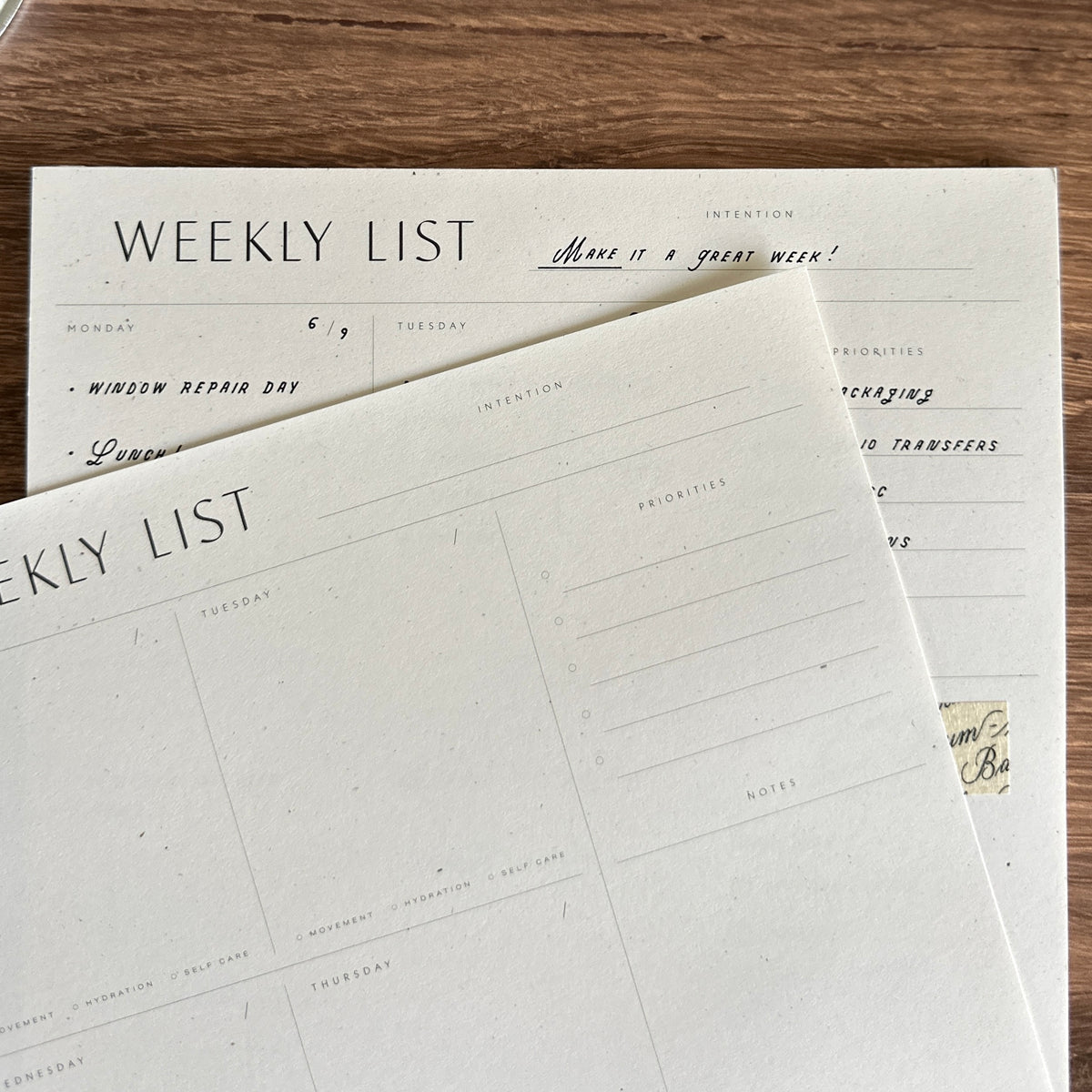 [Wilde House Paper] Weekly List Pad