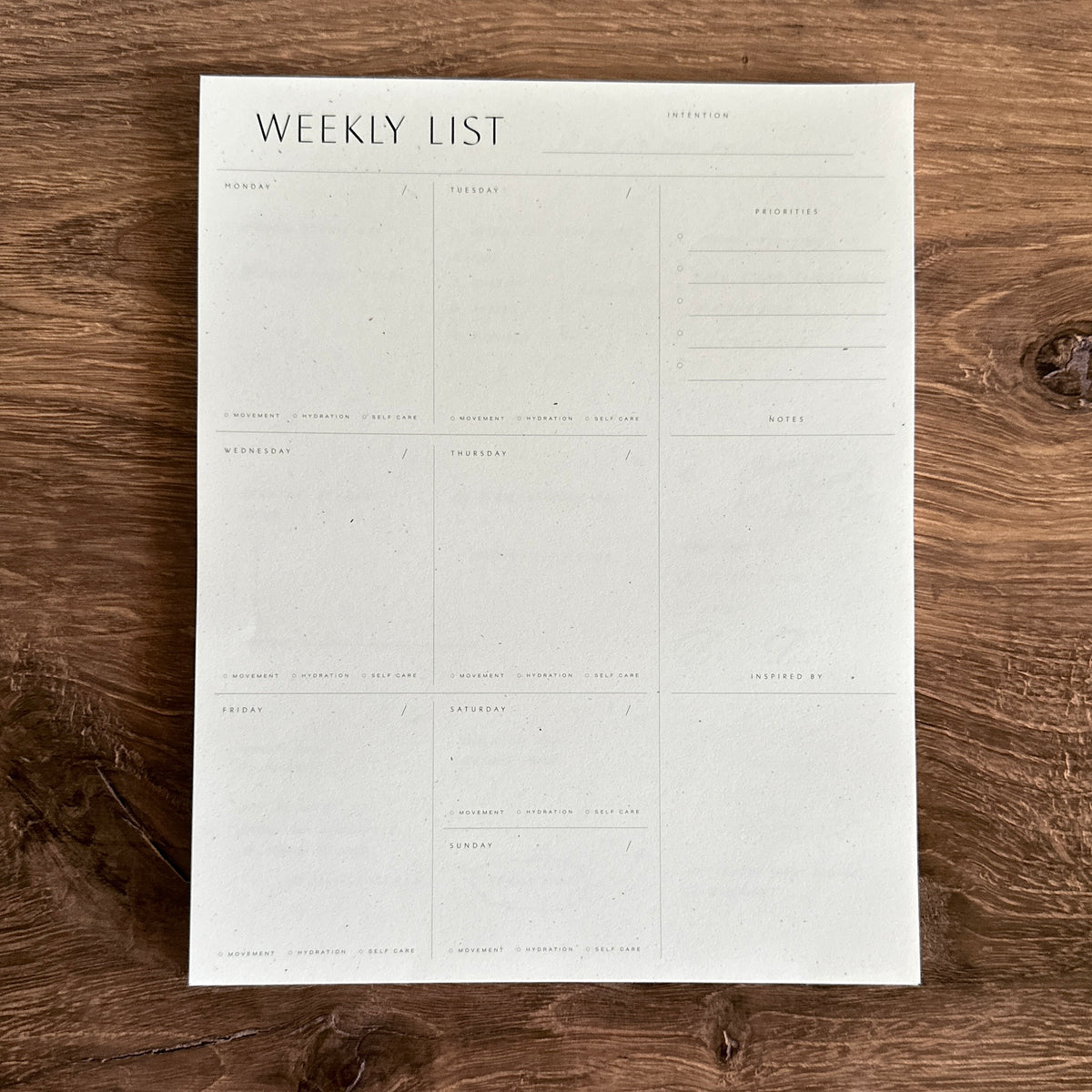 [Wilde House Paper] Weekly List Pad