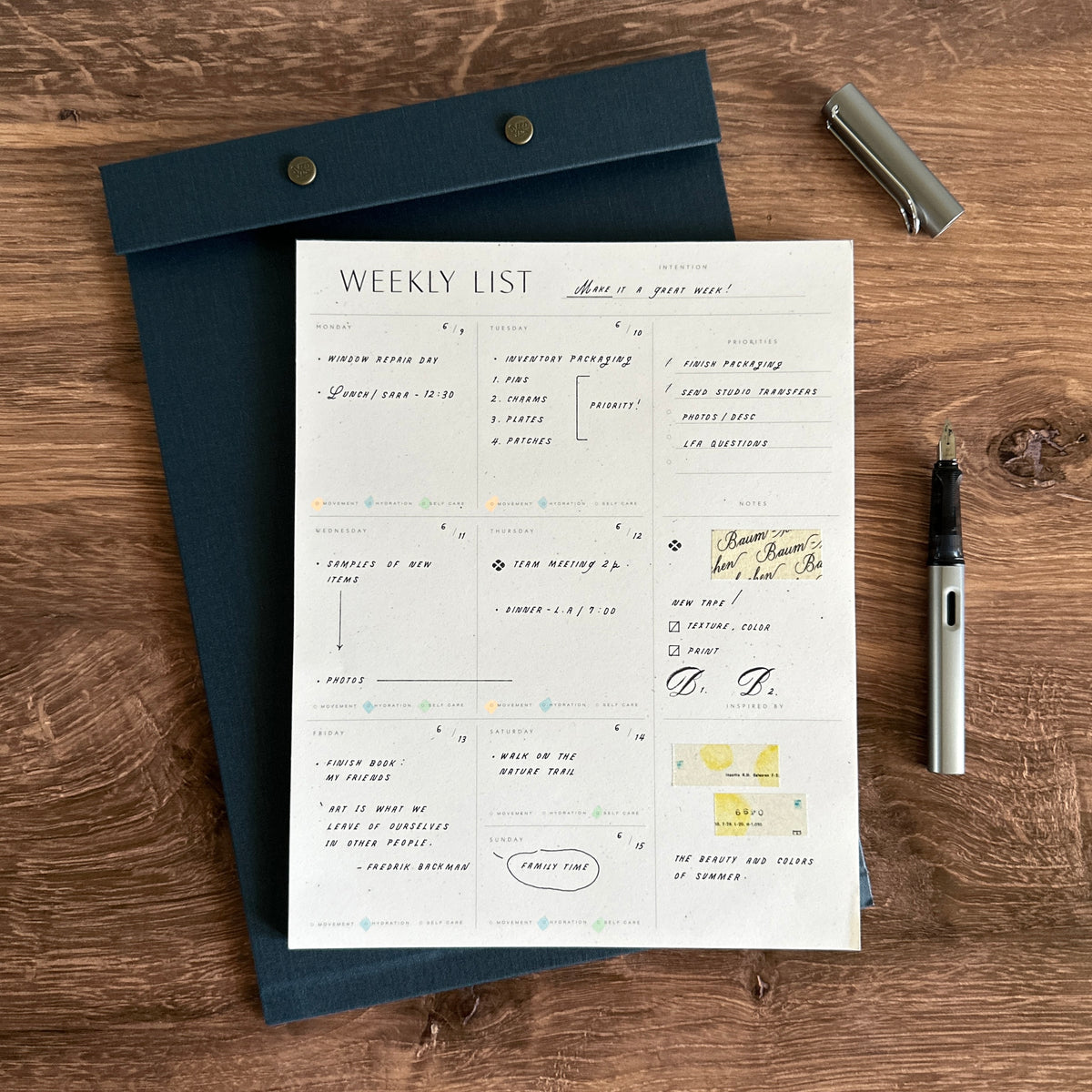 [Wilde House Paper] Weekly List Pad