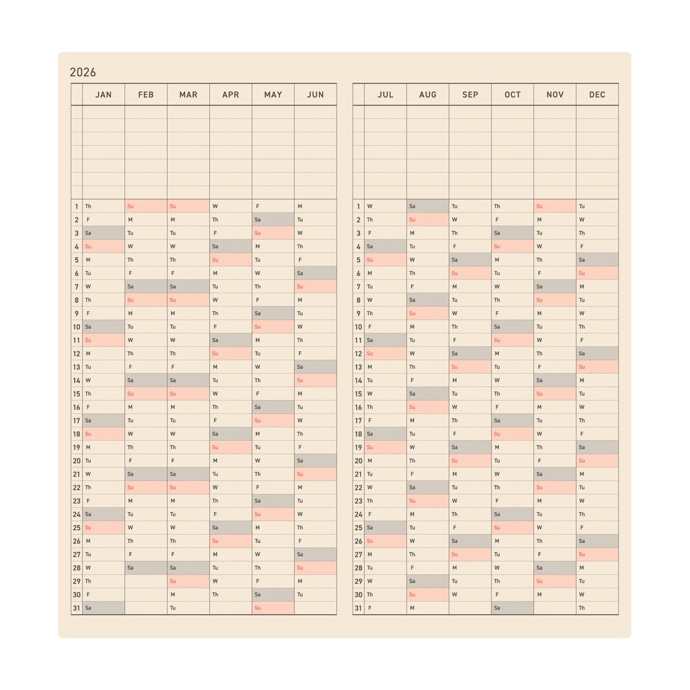 [Hobonichi 2026] Weeks // Colors (English)