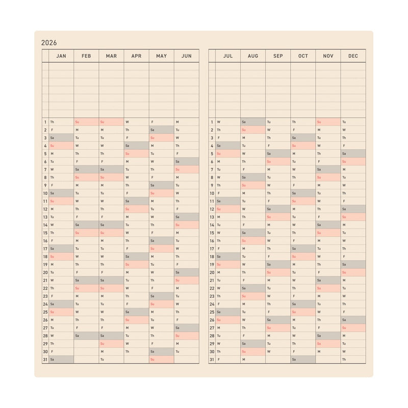 [Hobonichi 2026] Weeks // Colors (English)
