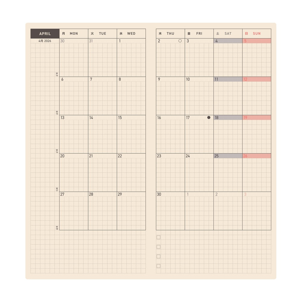 [Hobonichi 2026] Weeks // Colors (English)