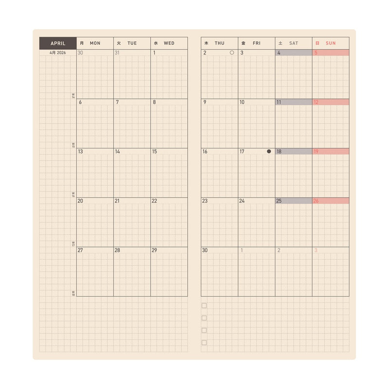 [Hobonichi 2026] Weeks // Colors (English)