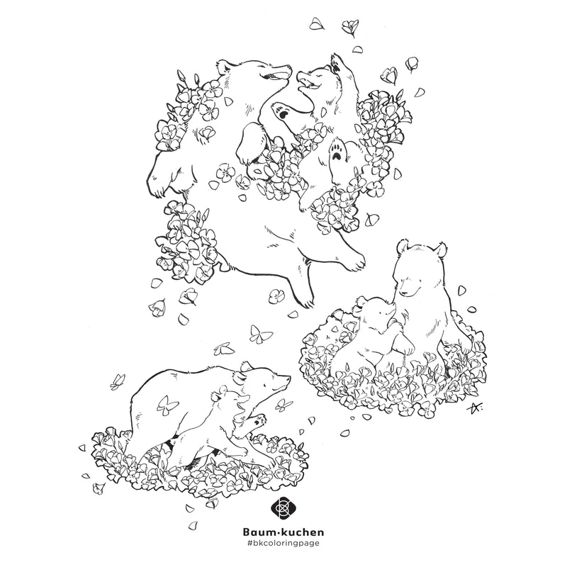 [BK Original Coloring Page] California Poppy and Bear (PDF Download)