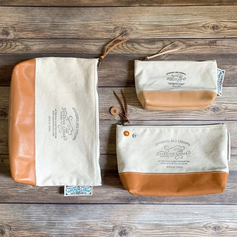 [TSL] Engineer Pouch // Natural canvas w/nude leather