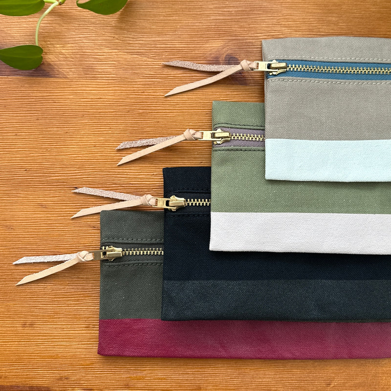 Handmade Slim Pen Case Japanese Waxed Canvas Pencil Case 