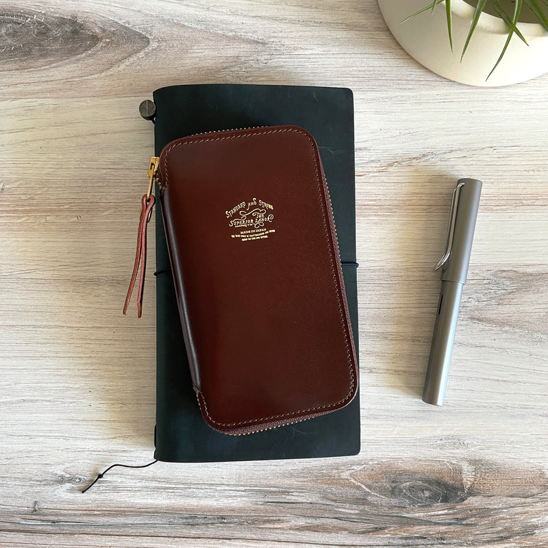 [TSL] Cordovan Leather Zip Pen Case