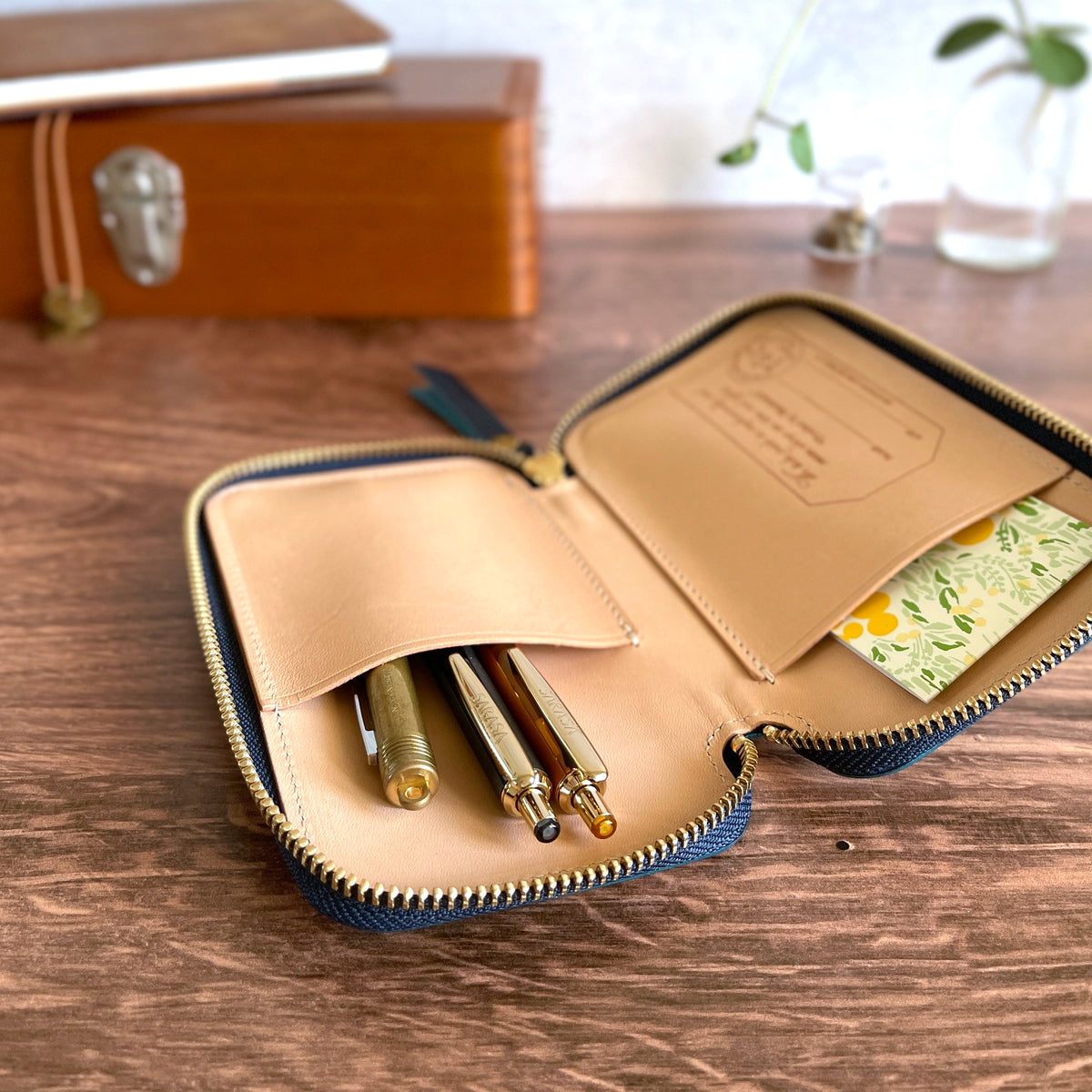 [TSL] Cordovan Leather Zip Pen Case