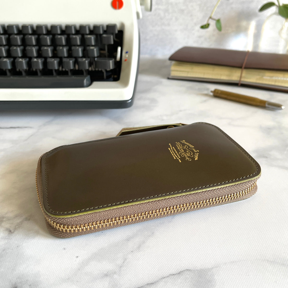 [TSL] Cordovan Leather Zip Pen Case