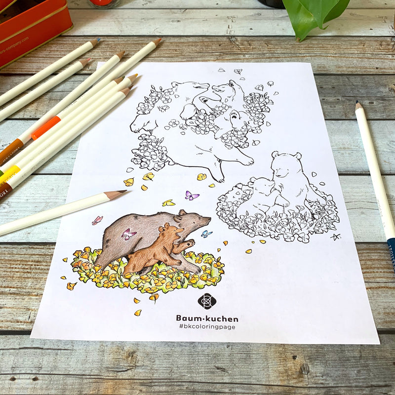 [BK Original Coloring Page] California Poppy and Bear (PDF Download)