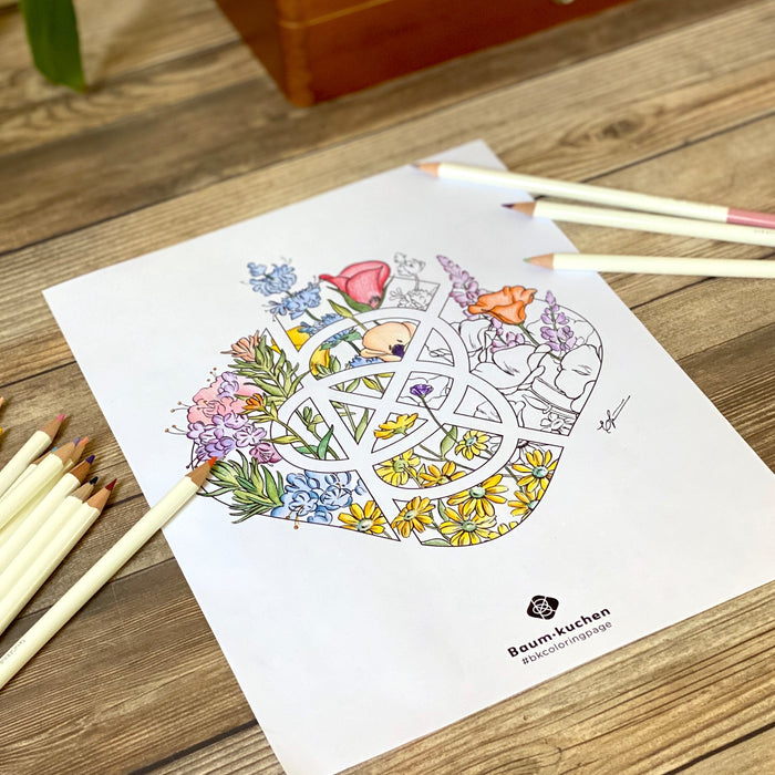 [BK Original Coloring Page] Among the Flowers (PDF Download)