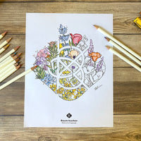 [BK Original Coloring Page] Among the Flowers (PDF Download)
