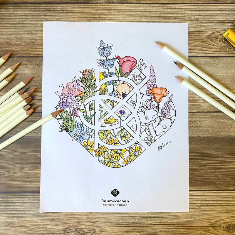 [BK Original Coloring Page] Among the Flowers (PDF Download)