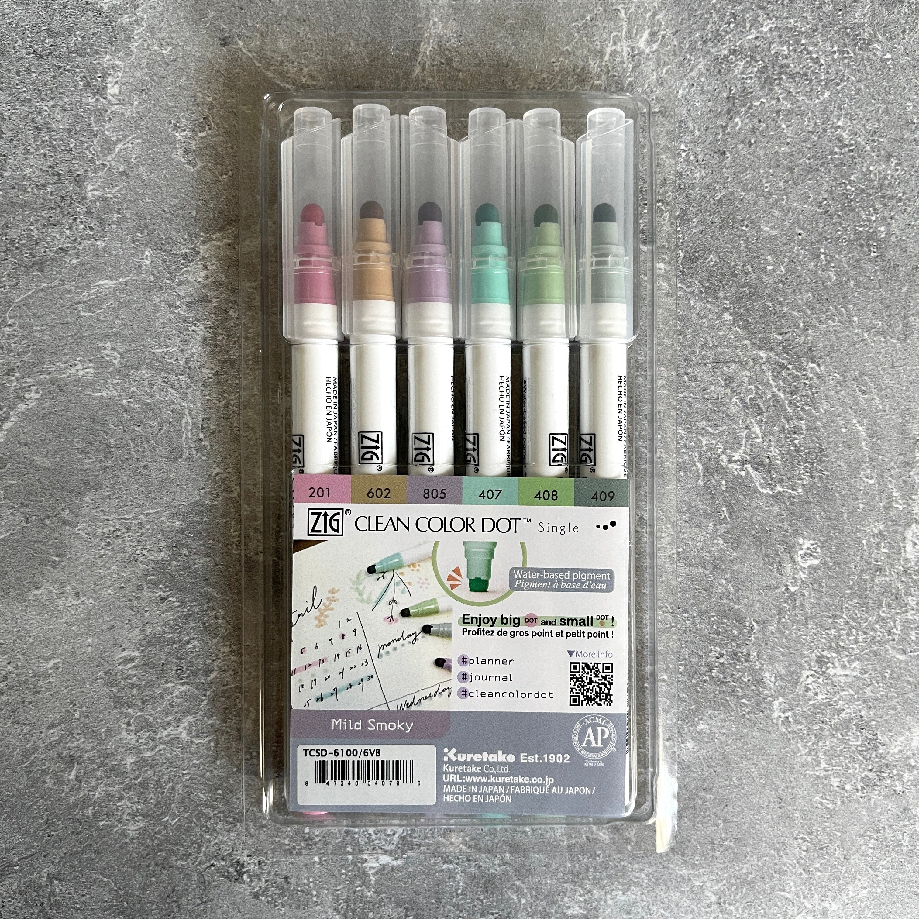 Kuretake] Clean Color Dot // 6 Color Set – Baum-kuchen