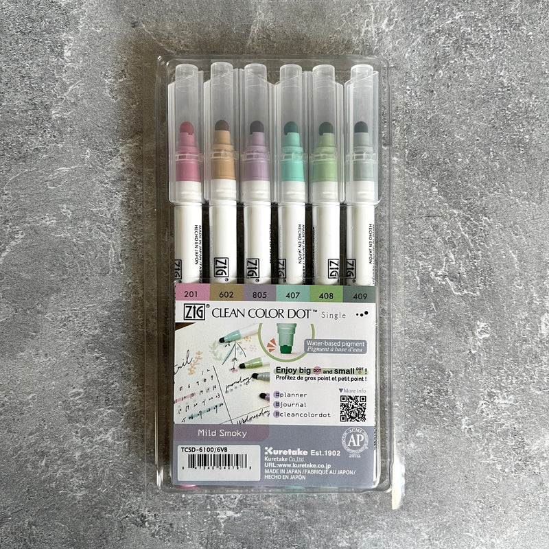 Kuretake Zig Clean Color DOT Marker Pen 4/6/12 Colors Set, Dual Tip, for  Journaling