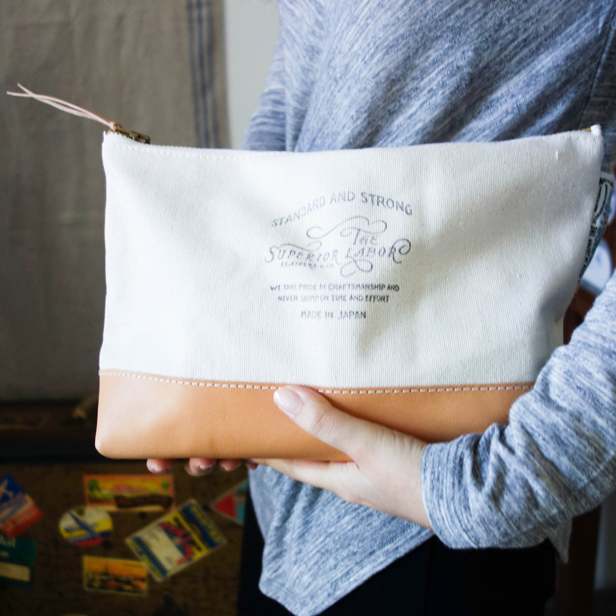 [TSL] Engineer Pouch // Natural canvas w/nude leather