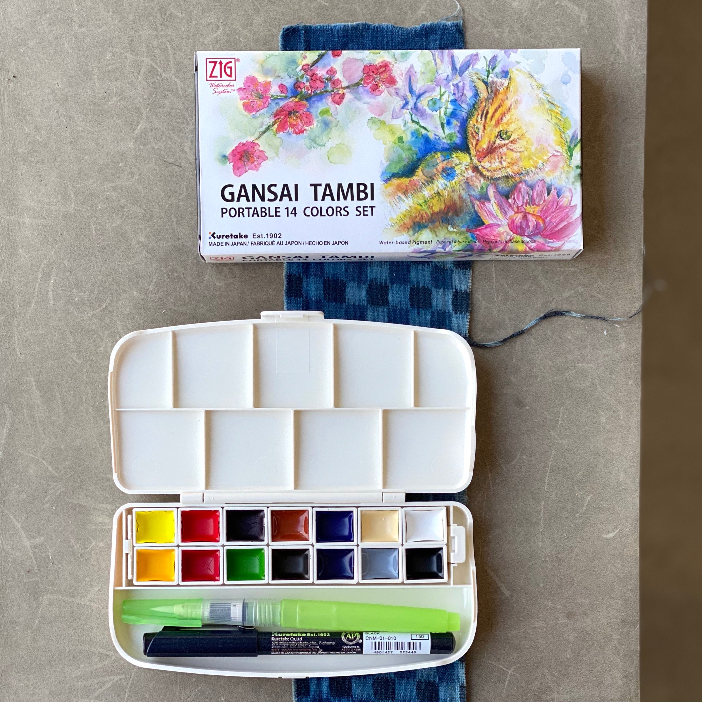 Kuretake GANSAI TAMBI, Portable 14 Colors Set, Watercolor Paint Set,  Professional-quality for artists and crafters, AP-Certified, water colors  for